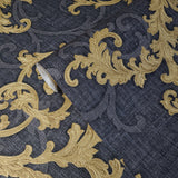 96231-6 Versace Calligraphy Black Gray Gold Barocco Designer Wallpaper