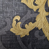 96231-6 Versace Calligraphy Black Gray Gold Barocco Designer Wallpaper