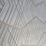Z90009 LAMBORGHINI 2 Geometric Gray Bronze metallic hexagon Trellis Wallpaper