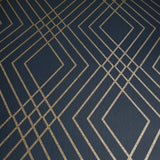 WM4260501 Wallpaper Navy Blue Gold Geometric Trellis lines Metallic