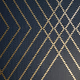 WM4260501 Wallpaper Navy Blue Gold Geometric Trellis lines Metallic