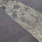 205020 Portofino Striped Flocked Gray Gold velvet lines Wallpaper