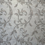 205028 Portofino Floral Victorian Flocked Gray Silver velvet Wallpaper