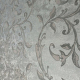 205028 Portofino Floral Victorian Flocked Gray Silver velvet Wallpaper