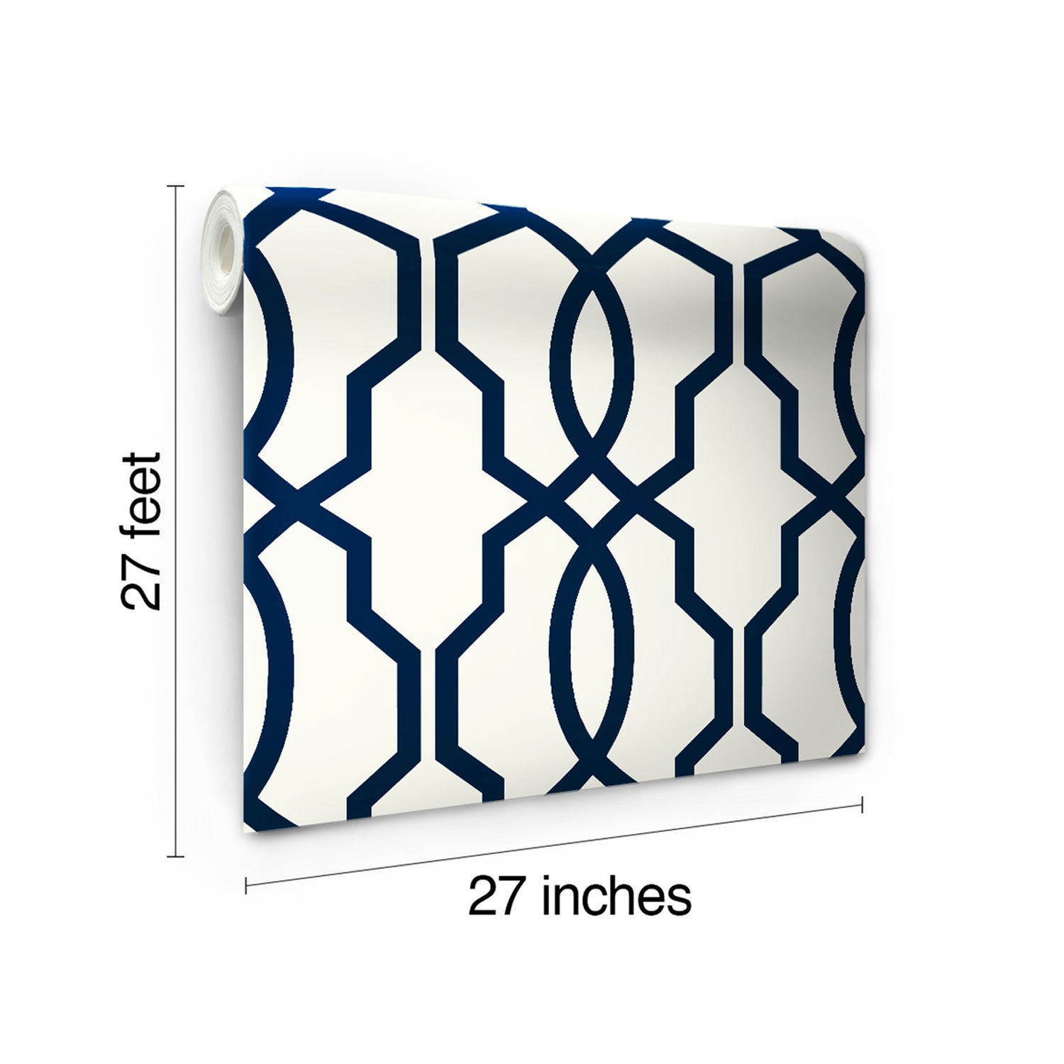 GE3664 Hourglass Trellis White Navy Blue Wallpaper – wallcoveringsmart