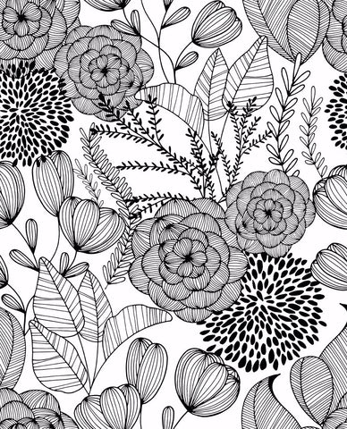 2903-25853 Alannah Black Botanical Floral Wallpaper