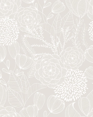 2903-25858 Alannah Bone Botanical Floral Wallpaper