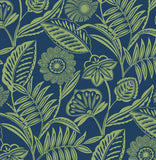 2969-87527 Alma Blue Tropical Floral Wallpaper