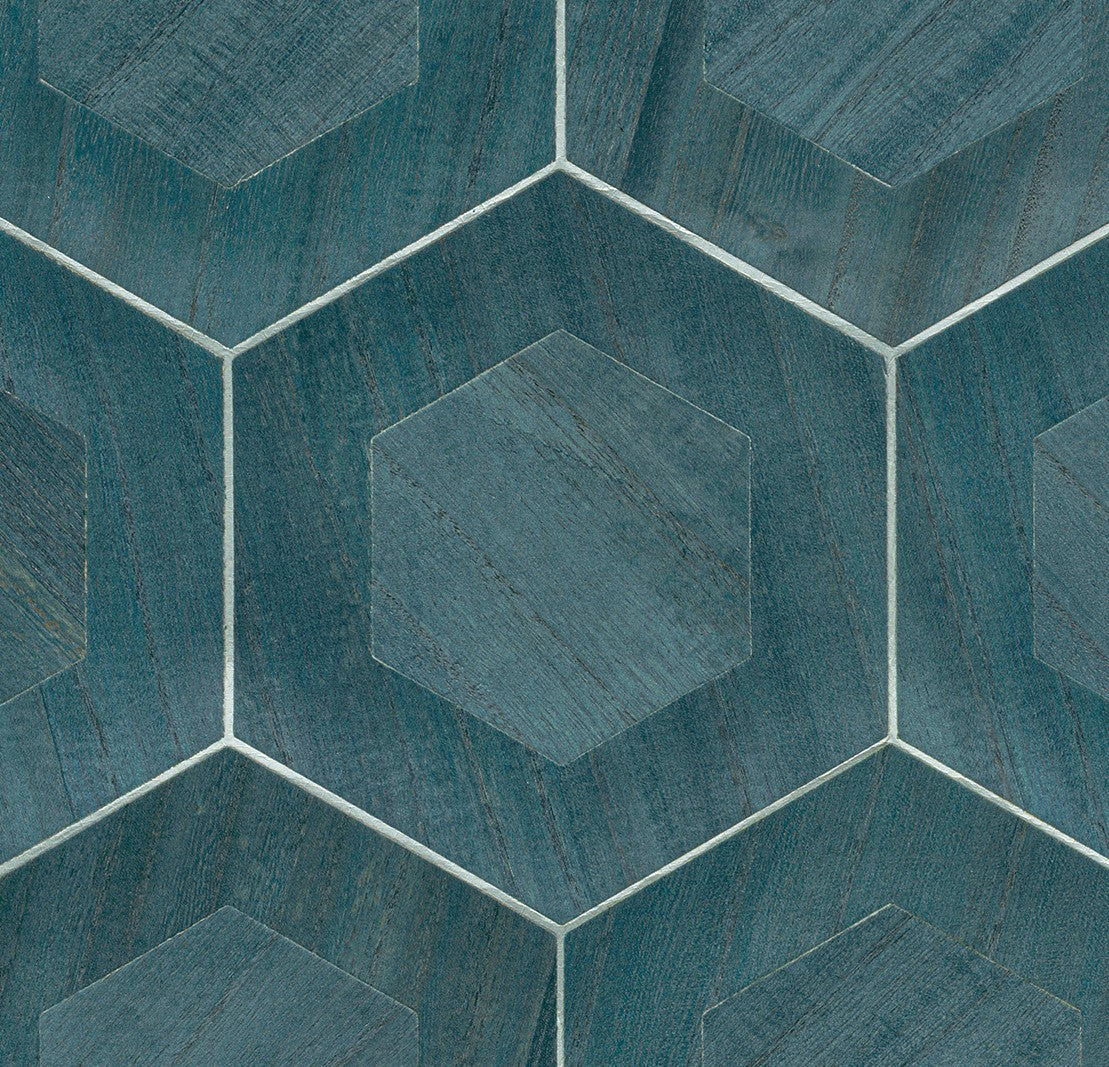 2972-86112 Shunan Blue Wood Veneer Inlay Wallpaper – wallcoveringsmart
