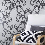 WM8801401 White Gray damask textured faux grasscloth texture wallpaper - wallcoveringsmart