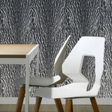 255059 Portofino Tiger faux animal skin fur black silver Wallpaper