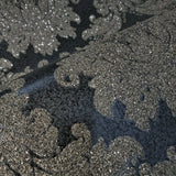 F408 Natural Mica Vermiculite Black Gray Victorian Damask Wallpaper