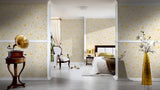 34325-1 Butterfly Barocco Cream Yellow Gold Off-white Wallpaper - wallcoveringsmart
