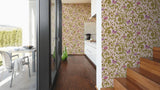 34325-4 Butterfly Barocco Blue Fuchsia Gold Purple Pink Wallpaper - wallcoveringsmart