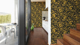 34326-2 Butterfly Barocco Gold Black Wallpaper - wallcoveringsmart