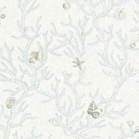 34496-3 Les Etoiles De La Mer Light Blue White Wallpaper - wallcoveringsmart