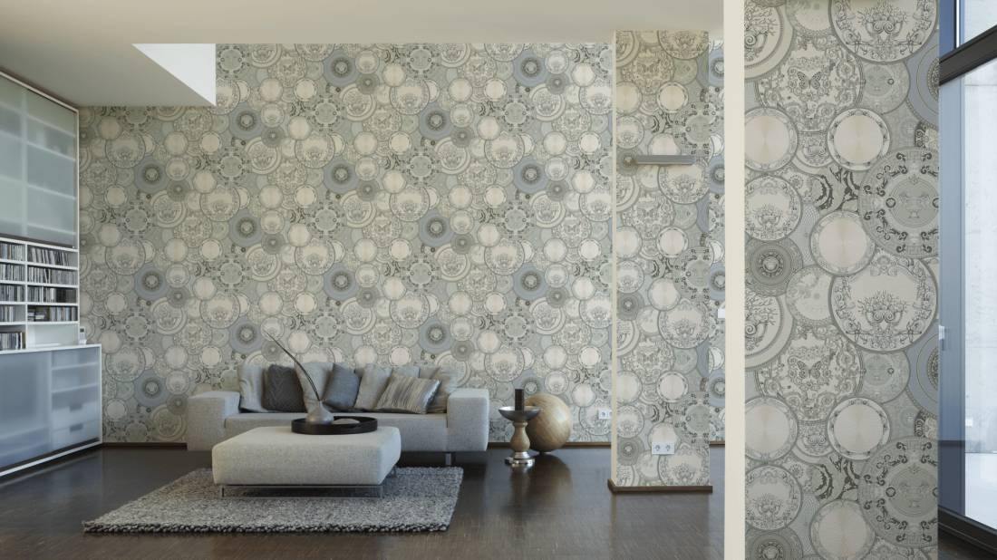 34901-3 Les Etoiles De La Mer Gray White Silver Wallpaper