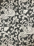 500012 - Black Charcoal Silver victorian Damask textured Wallpaper