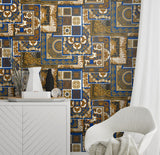 Installed Versace Home wallpaper 37048-1 pattern barocco blue