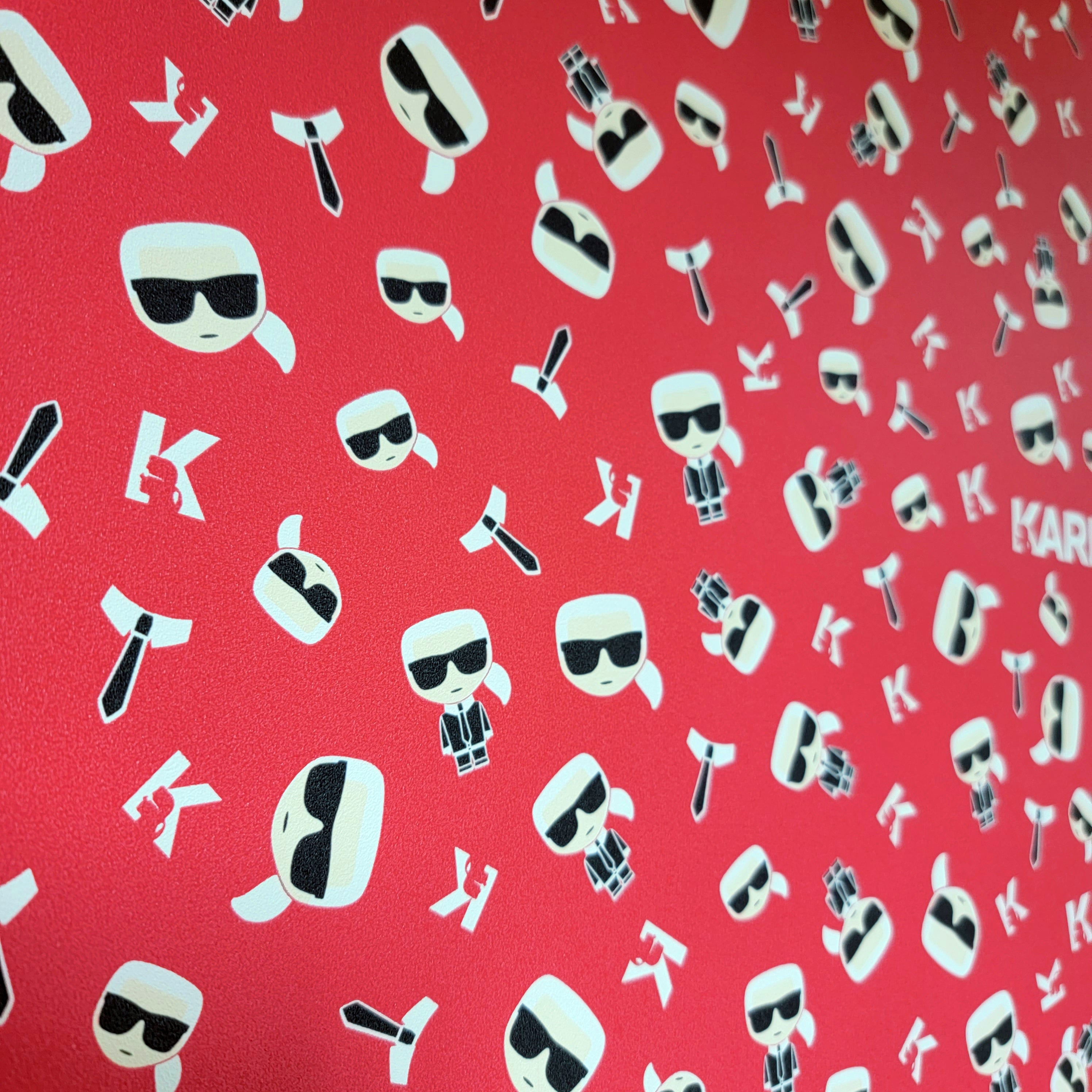 37843-5 Karl Lagerfeld Logo Ikonik Fashion Designer Red Wallpaper