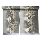 L463-10 Leaf Print Stripe Olive Cream Wallpaper