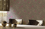 34325-5 Butterfly Barocco Fuchsia Gray Off-white Taupe Wallpaper - wallcoveringsmart