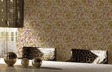 34325-4 Butterfly Barocco Blue Fuchsia Gold Purple Pink Wallpaper - wallcoveringsmart