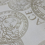 38610-3 Versace White Champagne Medusa Wallpaper