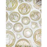 38611-5 Versace Off-White Gold Brass Medusa Wallpaper