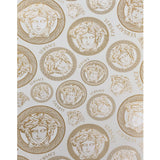38611-5 Medusa head Versace Off white gold metallic greek key circles textured Wallpaper