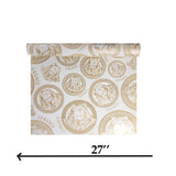 38611-5 Medusa Versace Off white gold metallic greek key circles textured Wallpaper