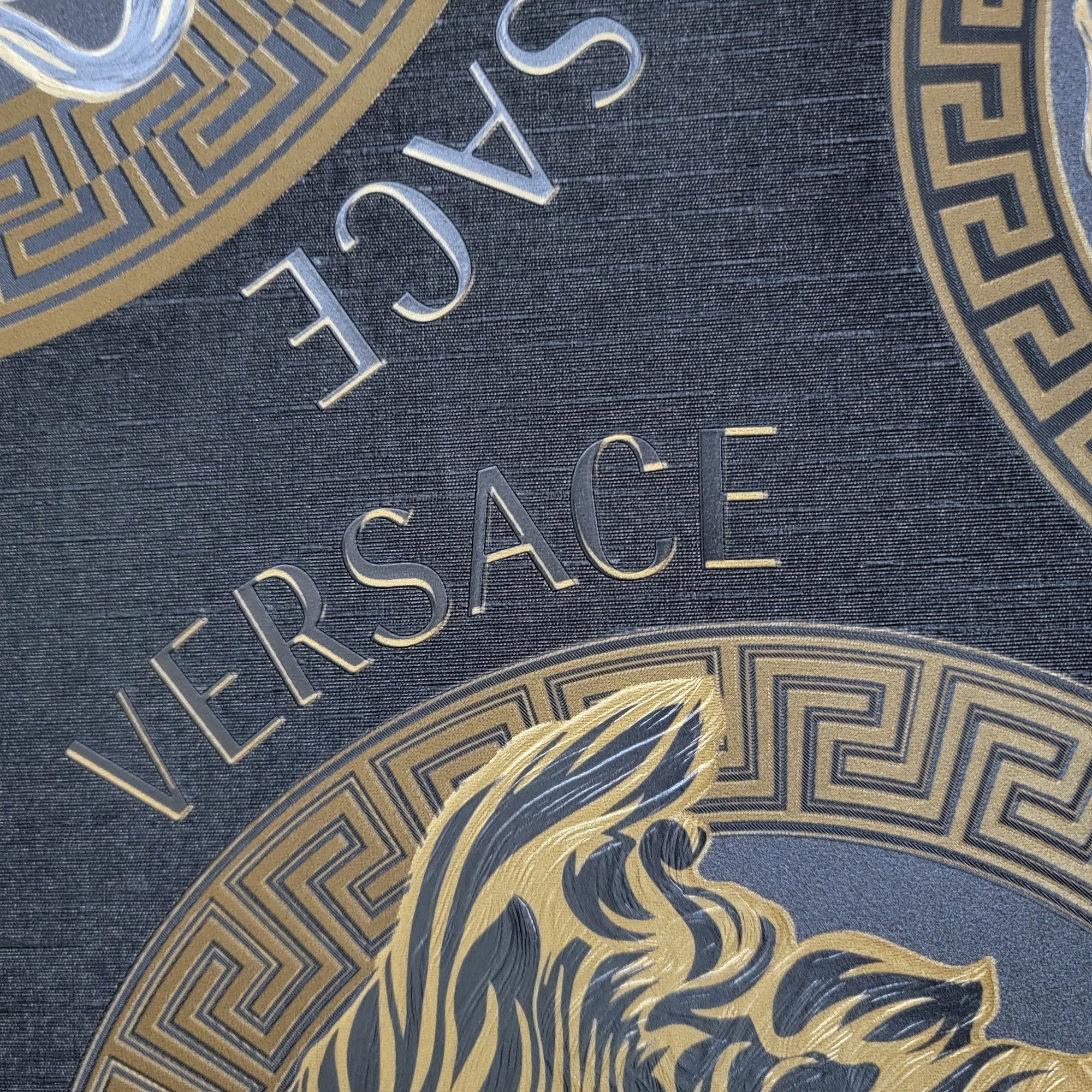 Versace V Black & Gold Vinyl Medusa Amplified Wallpaper