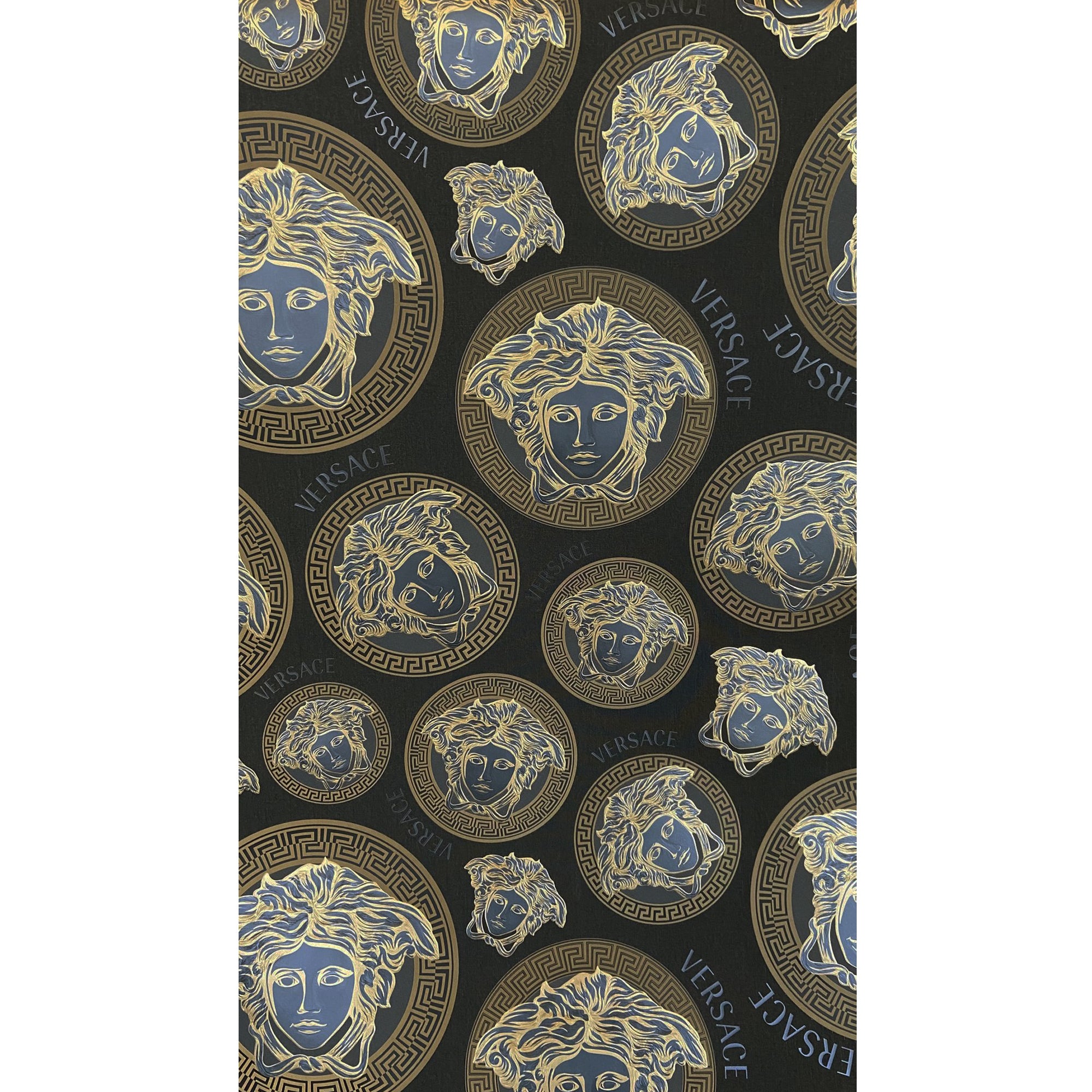 38611-7 Versace Black Bronze Brass Medusa Wallpaper