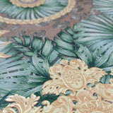 38703-3 Versace Brown Olive Tropical Palm Leaf Green Gold Wallpaper