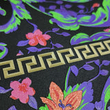 38705-1 Floral Barocco Black Neon Textured Versace Plates Wallpaper