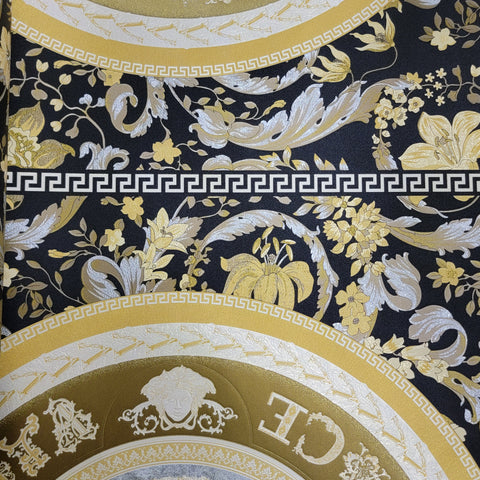 38705-5 Square Barocco Black Gold Textured Versace Wallpaper