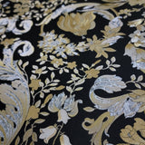 38706-5 Floral Barocco Black Gold Silver Metallic Textured Versace Wallpaper