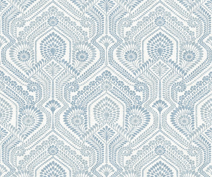 4074-26611 Fernback Blue Ornate Botanical Wallpaper