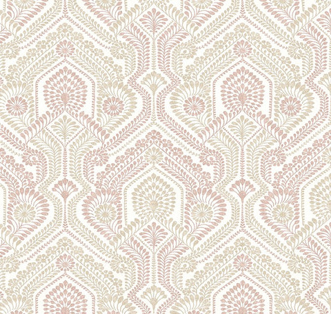 4074-26613 Fernback Pink Ornate Botanical Wallpaper