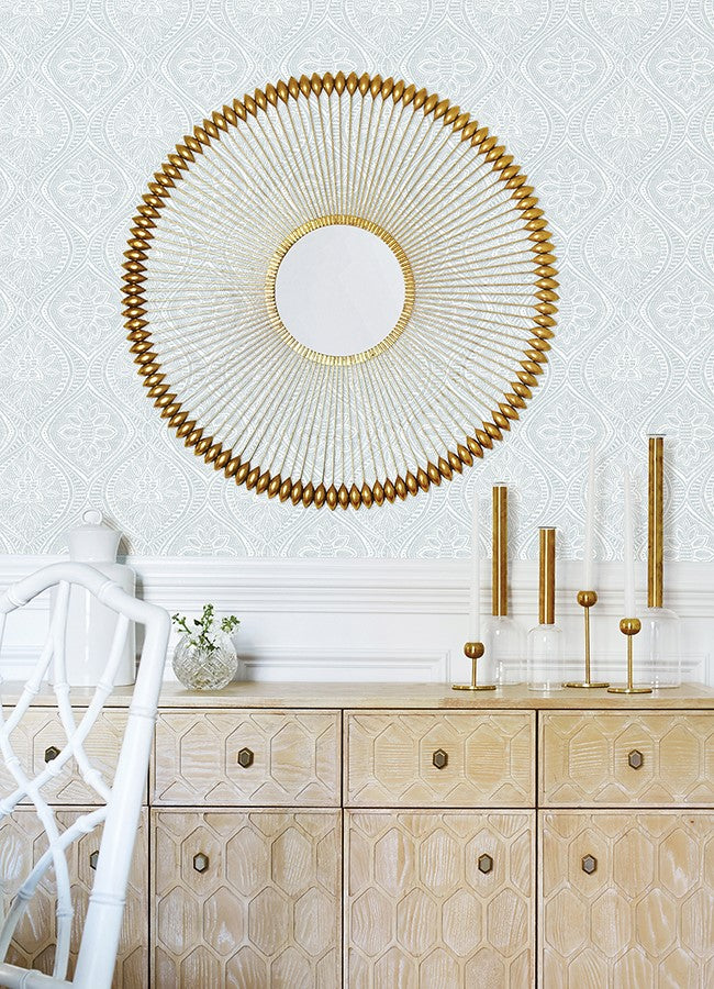 407426642 Scout Light Blue Floral Ogee Wallpaper wallcoveringsmart