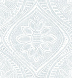 4074-26642 Scout Light Blue Floral Ogee Wallpaper