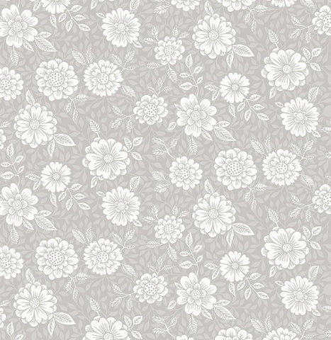 4080-15909 Lizette Grey Charming Floral Wallpaper