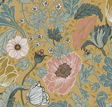 4080-33002 Anemone Mustard Floral Botanical Wallpaper