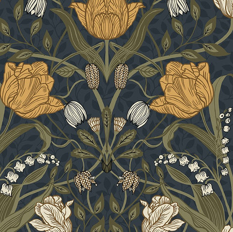 4080-44106 Filippa Navy Tulip Wallpaper