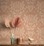 4080-83128 Berit Coral Floral Crest Wallpaper