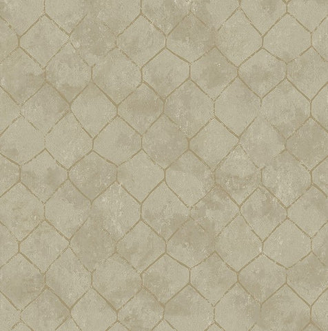 4105-86653 Rauta Gold Hexagon Tile Wallpaper