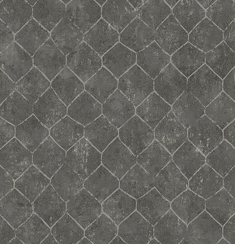 4105-86654 Rauta Pewter Hexagon Tile Wallpaper