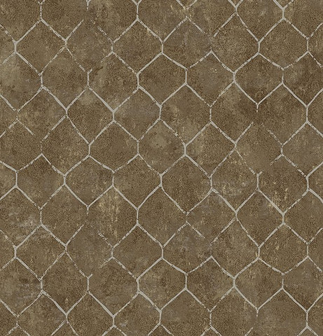 4105-86655 Rauta Brass Hexagon Tile Wallpaper