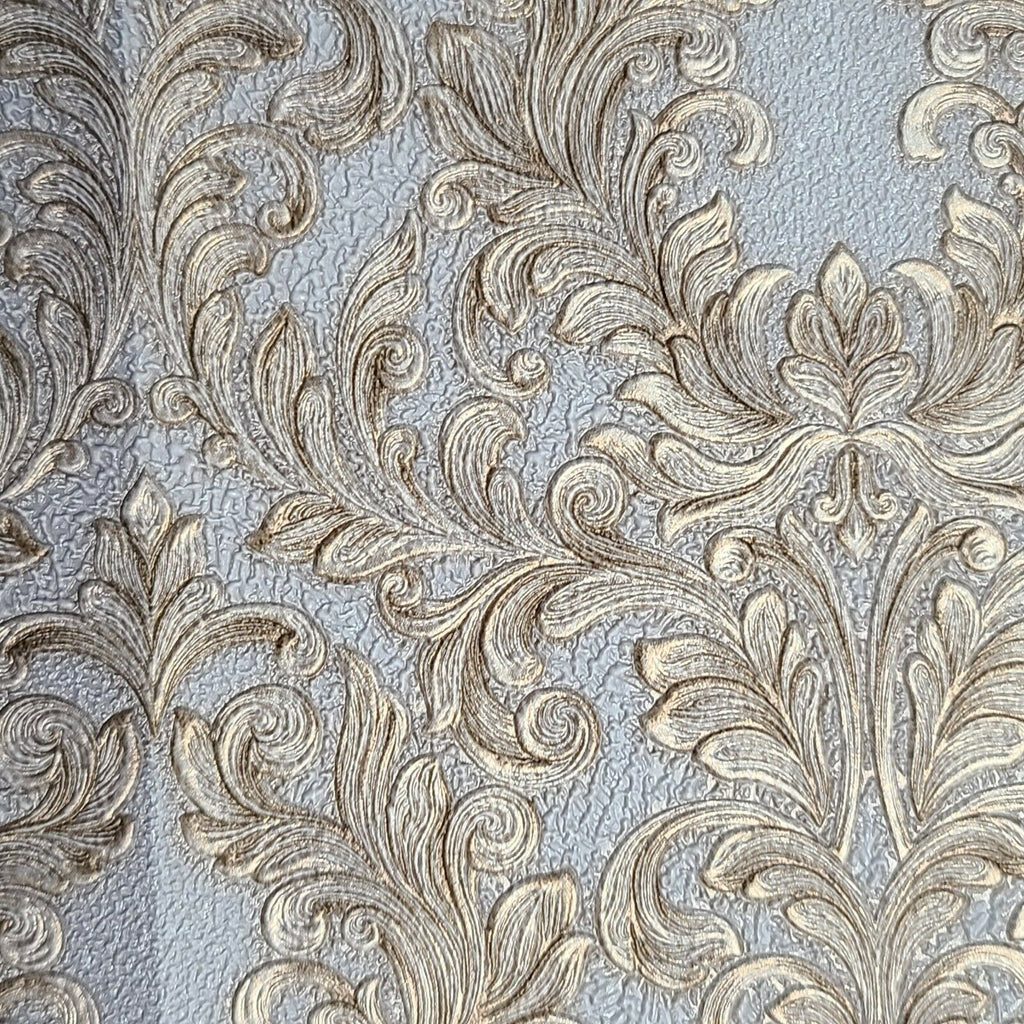 4506-02 Striped Victorian damask gray bronze gold metallic Wallpaper ...