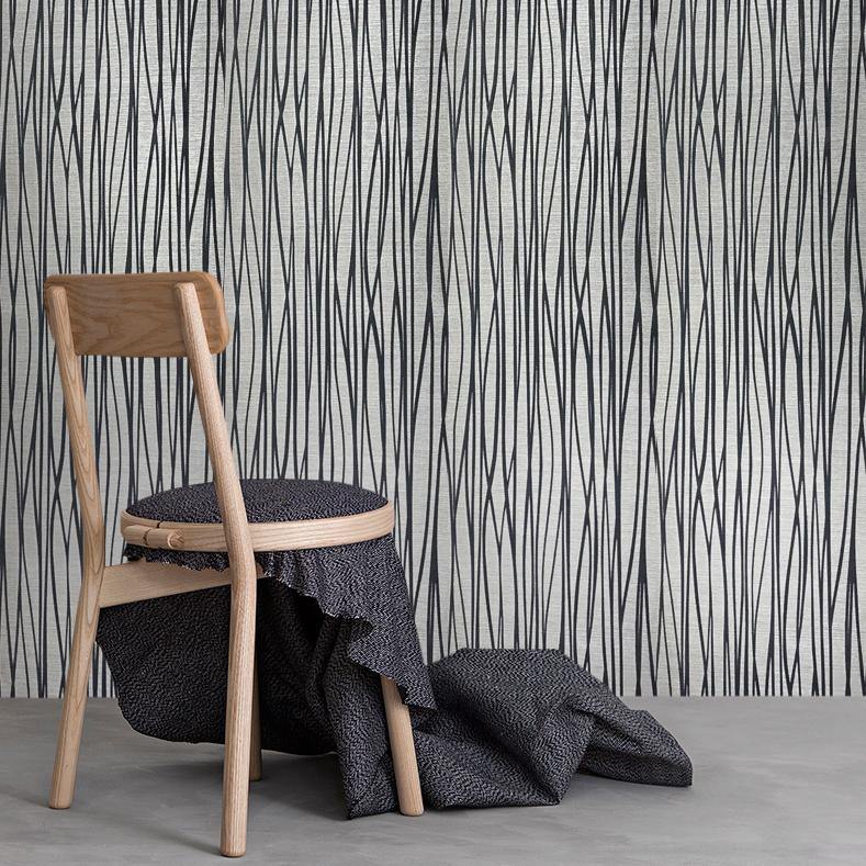 135060 Modern Flocked Wallpaper Blue Silver Textured Flocking Velvet W